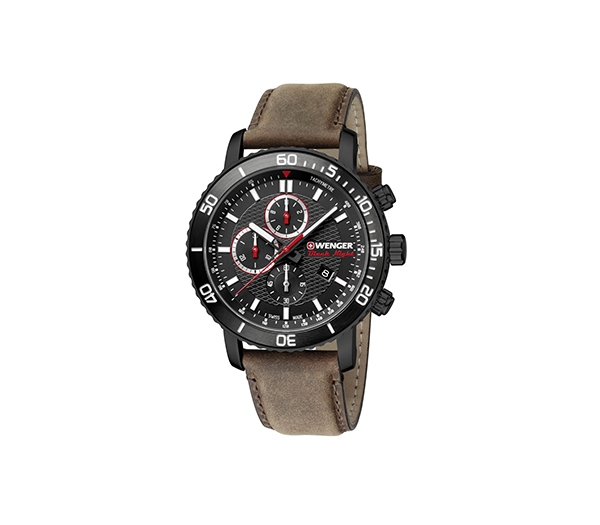 Wenger Men's Roadster Black Night Chronograph - Analogue Quartz Stainless Steel Watch 01.1843.107