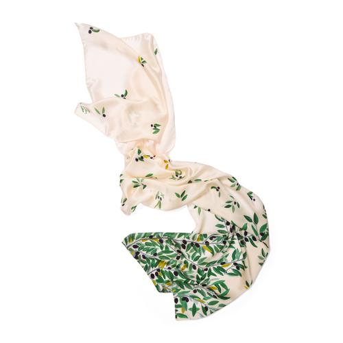 Women's Handmade Silk Scarf with The Sacred Olive Tree