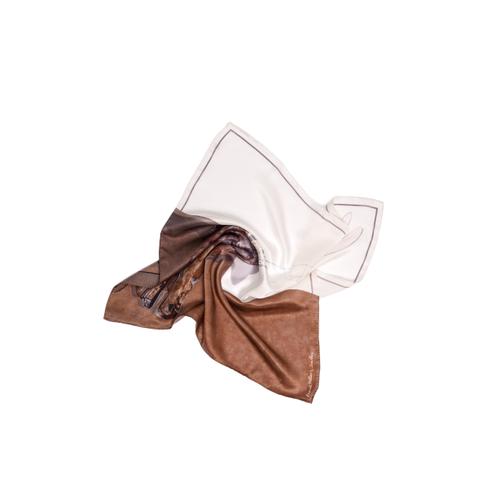 Women's Handmade Silk Scarf with Bull Print