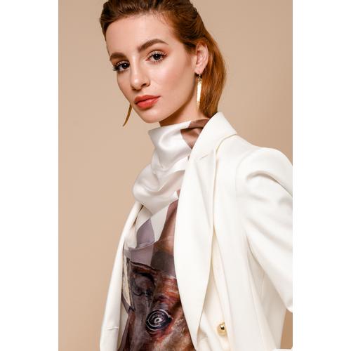 Women's Handmade Silk Scarf with Bull Print