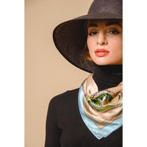 Women's Handmade Silk Scarf with Donkey Print