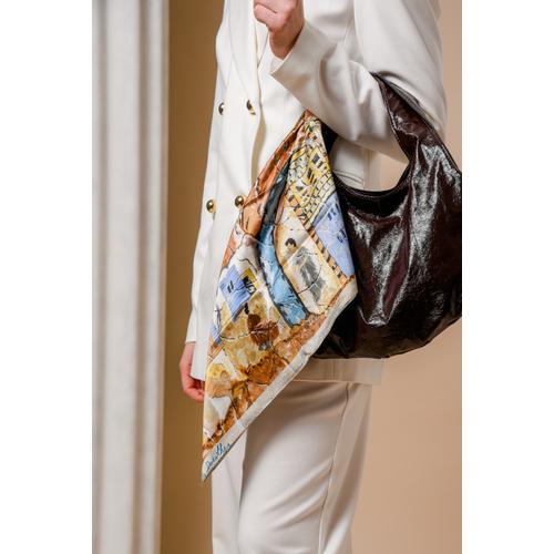 Women's Handmade Silk Scarf with Prehistoric Thera Print