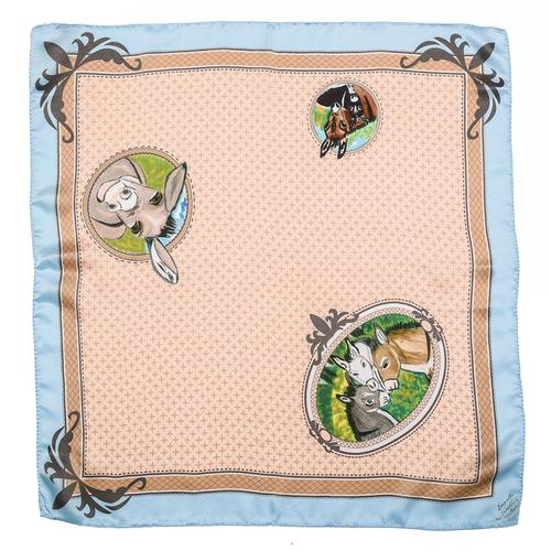 Women's Handmade Silk Scarf with Donkey Print