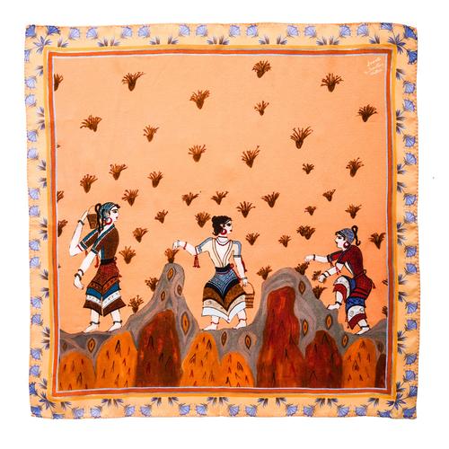 Women's Handmade Silk Scarf with Crocus Collectors Print