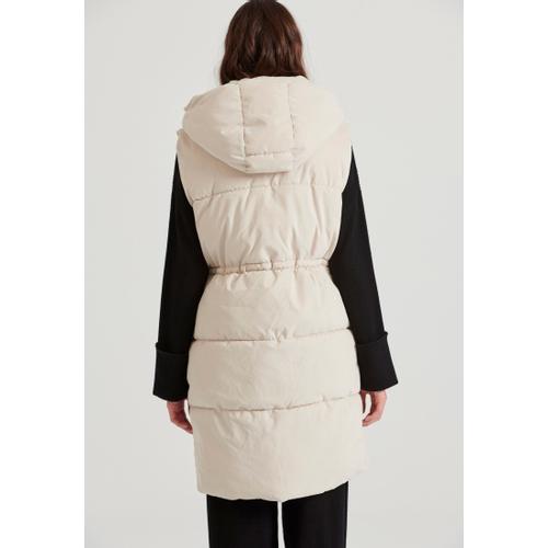 Women's Loose-Fit Long Puffer Vest with Quilted Design