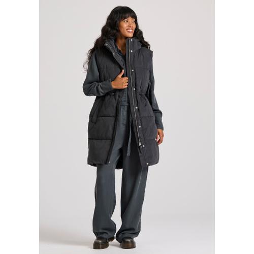 Women's Loose-Fit Long Puffer Vest with Quilted Design