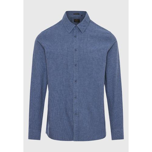 Men's Flannel Striped Shirt and Classic Collar