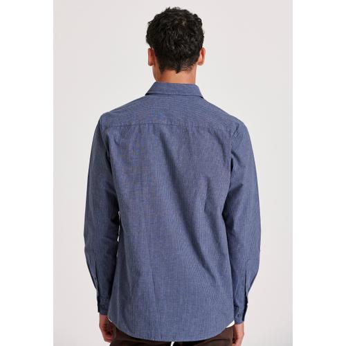 Men's Flannel Striped Shirt and Classic Collar