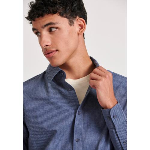 Men's Flannel Striped Shirt and Classic Collar