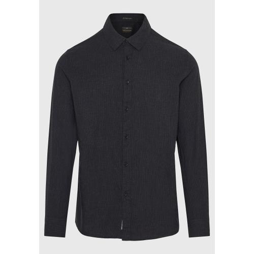 Men's Flannel Striped Shirt and Classic Collar