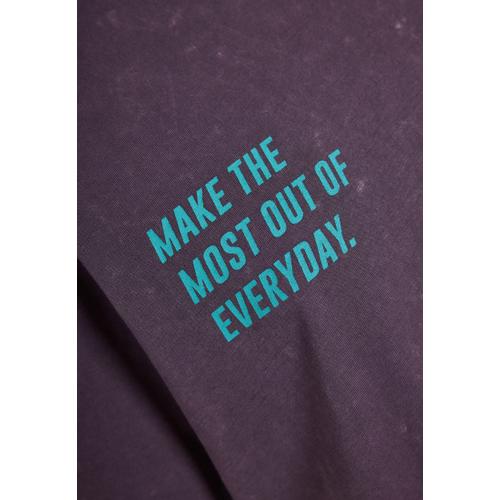 Women's Relaxed Fit Garment Dyed T-shirt with Print On The Back