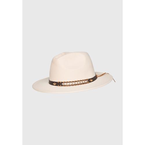 Women's Hat with Fringe Ribbon Detail and Wide Brim