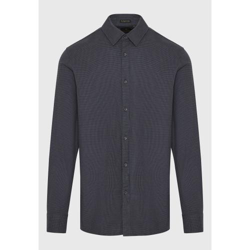Men's Shirt with Yarn-Dyed Micro-Checked Pattern