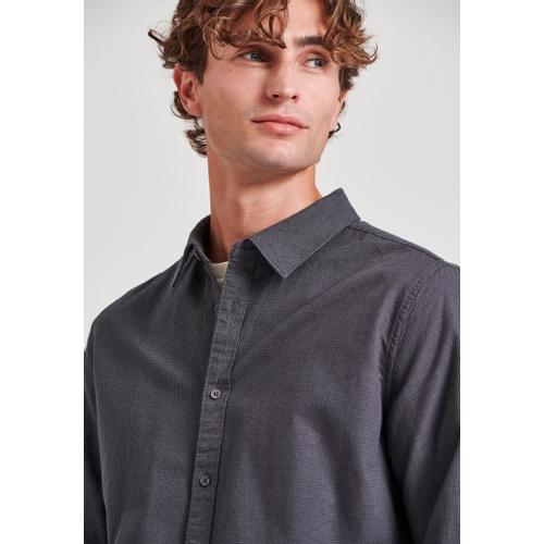 Men's Shirt with Yarn-Dyed Micro-Checked Pattern