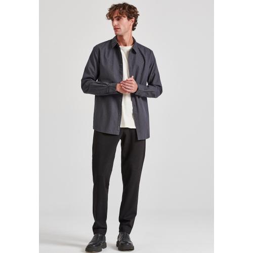 Men's Shirt with Yarn-Dyed Micro-Checked Pattern