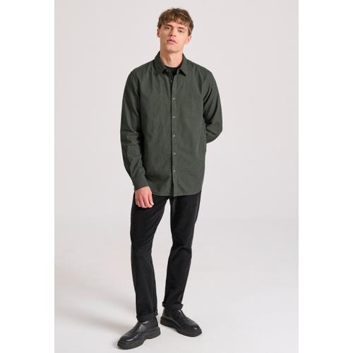 Men's Shirt with Yarn-Dyed Micro-Checked Pattern