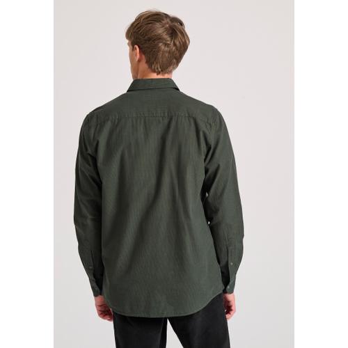 Men's Shirt with Yarn-Dyed Micro-Checked Pattern