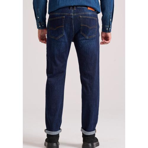 Men's Straight Fit Jeans with Washed Effects and Whisker Details