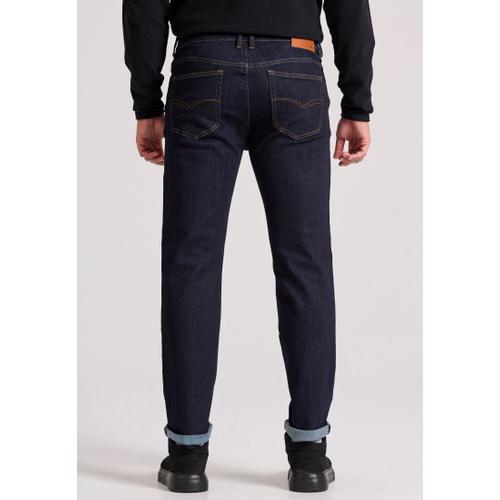 Men's Straight Fit Jeans with Washed Effects and Whisker Details