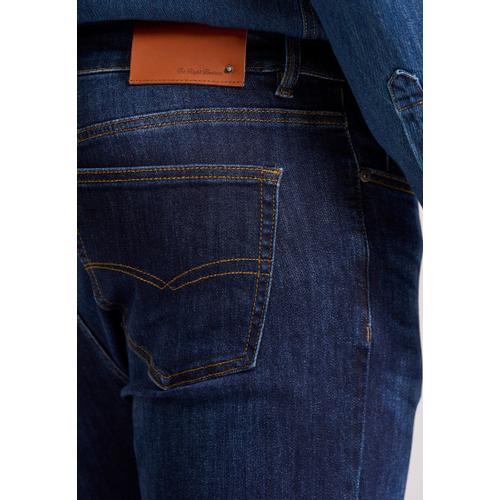 Men's Straight Fit Jeans with Washed Effects and Whisker Details