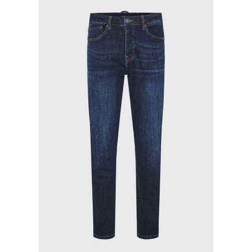 Men's Straight Fit Jeans with Washed Effects and Whisker Details