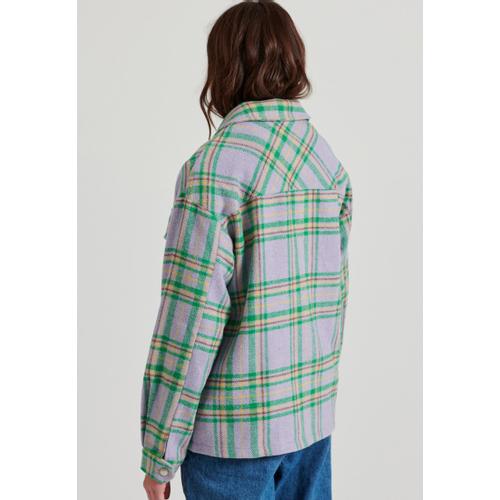 Women's Flannel Plaid Shirt with Chest Pockets and Snap Button Closure
