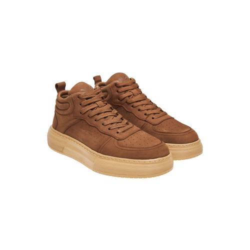 Men's High Top Leather Sneakers with Chunky Sole