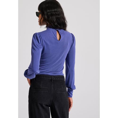 Women's Long Sleeve Blouse with Bishop Sleeves and Shirred Cuffs