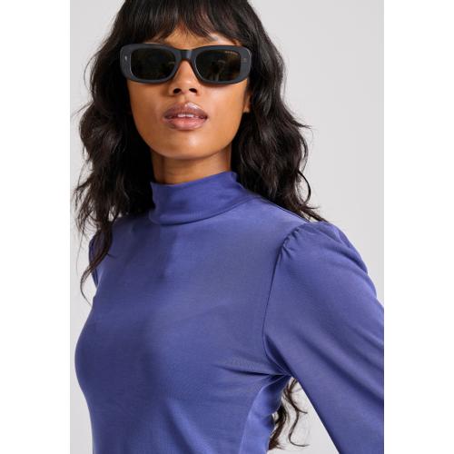 Women's Long Sleeve Blouse with Bishop Sleeves and Shirred Cuffs