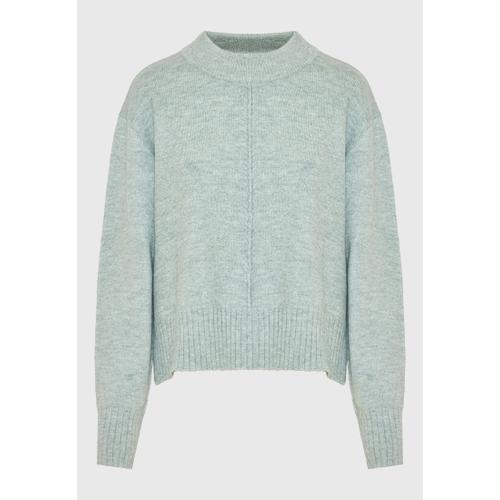 Women's Relaxed Fit Crew Neck Sweater with Rib Knit Finishes