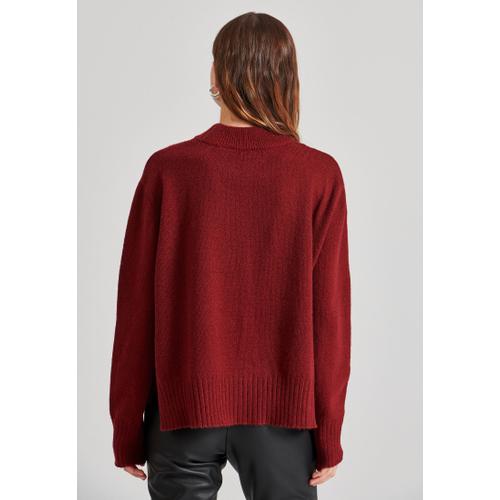 Women's Relaxed Fit Crew Neck Sweater with Rib Knit Finishes