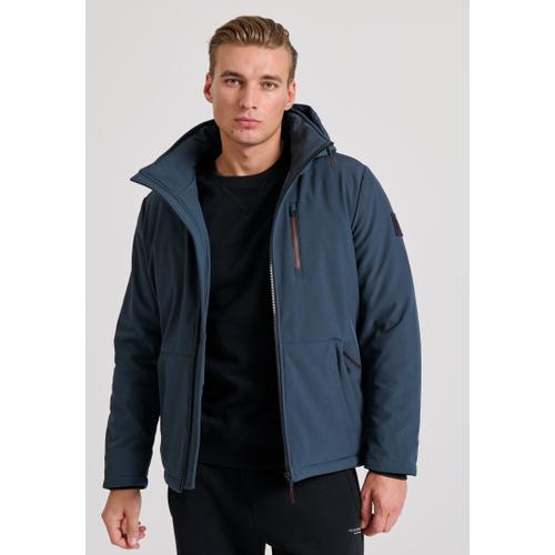 Men's Light-Padded Softshell Hooded Jacket with Zippered Pockets