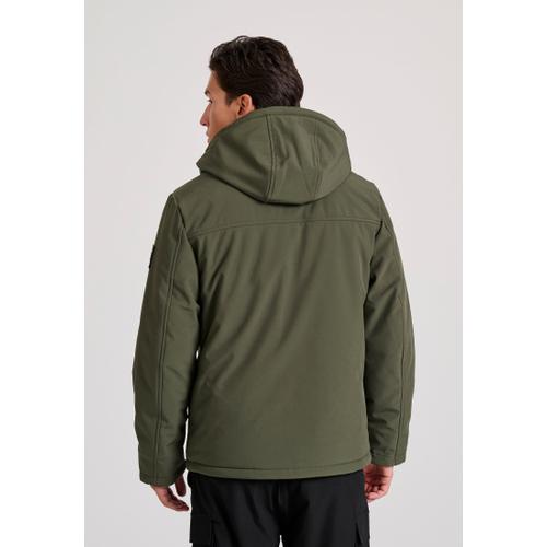 Men's Light-Padded Softshell Hooded Jacket with Zippered Pockets
