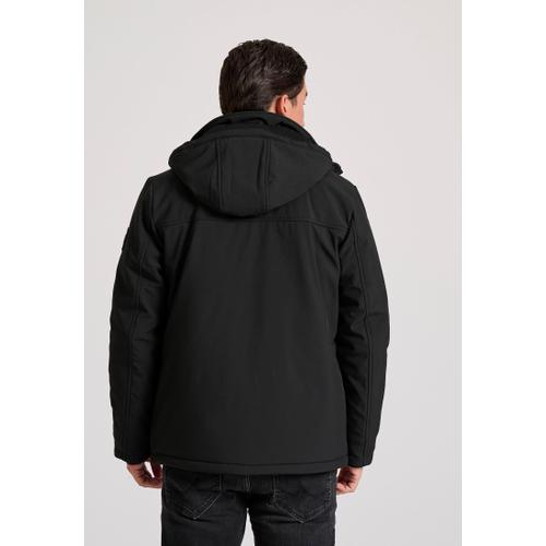 Men's Light-Padded Softshell Hooded Jacket with Zippered Pockets