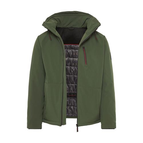 Men's Light-Padded Softshell Hooded Jacket with Zippered Pockets