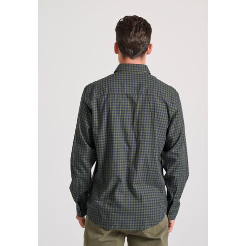 Men's Plaid Shirt with Chest Pocket and Button-Down Collar