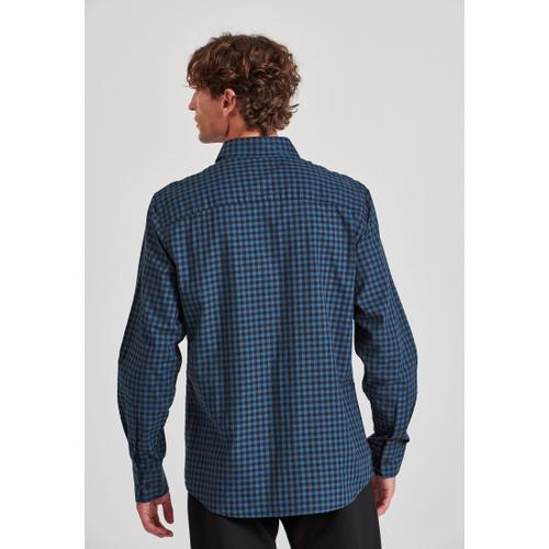 Men's Plaid Shirt with Chest Pocket and Button-Down Collar