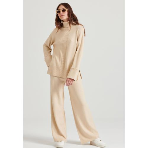 Women's Knitted Viscose Pants with High-Rise Elastic Waist