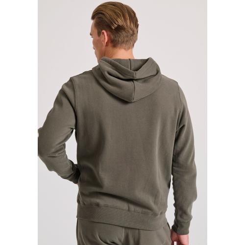 Men's Zip-Up Hoodie with Drawstring Hood and Chest Logo