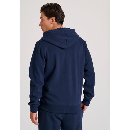 Men's Zip-Up Hoodie with Drawstring Hood and Chest Logo