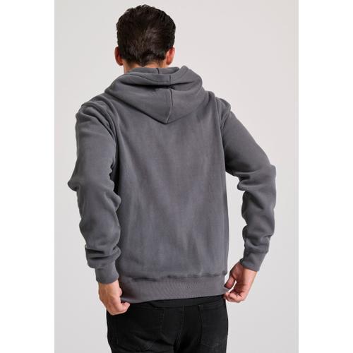 Men's Zip-Up Hoodie with Drawstring Hood and Chest Logo