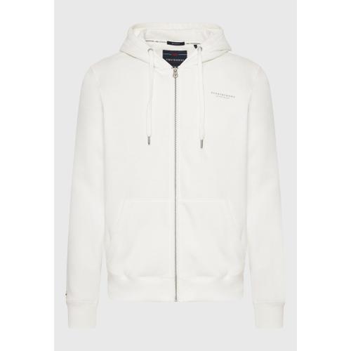 Men's Zip-Up Hoodie with Drawstring Hood and Chest Logo