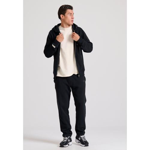 Men's Zip-Up Hoodie with Drawstring Hood and Chest Logo