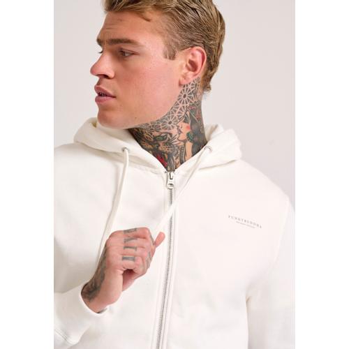 Men's Zip-Up Hoodie with Drawstring Hood and Chest Logo