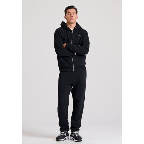 Men's Zip-Up Hoodie with Drawstring Hood and Chest Logo