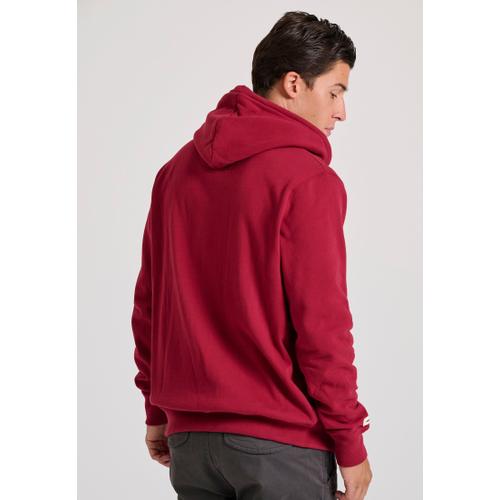 Men's Zip-Up Hoodie with Drawstring Hood and Chest Logo