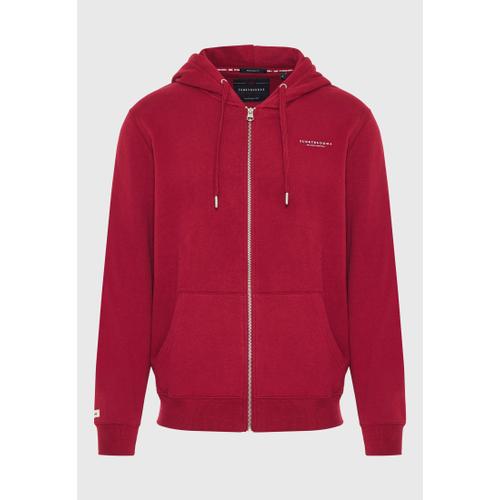 Men's Zip-Up Hoodie with Drawstring Hood and Chest Logo