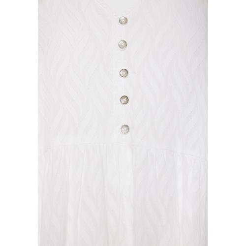 Women’s  Maxi Semi-Shirt Dress with Ruffles, Bouffant Sleeves and Low V-Neck