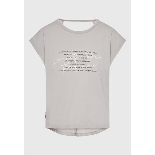 Women’s Crew Neck Top with Longer Back, Regular Fit and Text Artwork Design