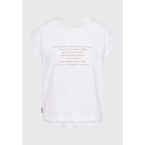 Women’s Crew Neck Top with Longer Back, Regular Fit and Text Artwork Design